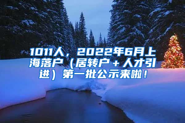 1011人，2022年6月上海落户（居转户＋人才引进）第一批公示来啦！