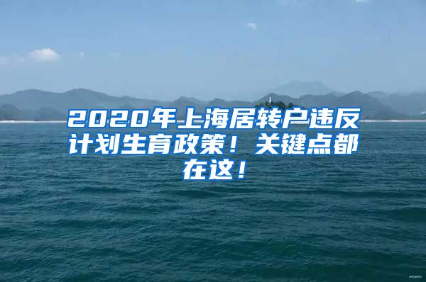 2020年上海居转户违反计划生育政策！关键点都在这！