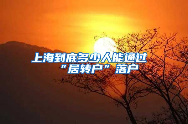 上海到底多少人能通过“居转户”落户