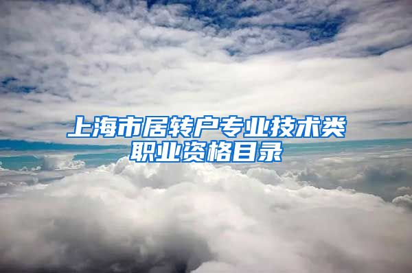上海市居转户专业技术类职业资格目录