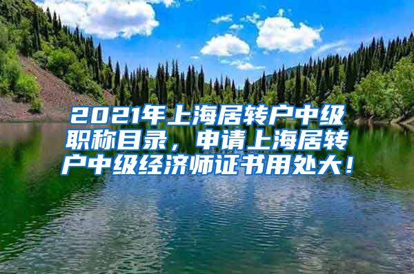 2021年上海居转户中级职称目录，申请上海居转户中级经济师证书用处大！