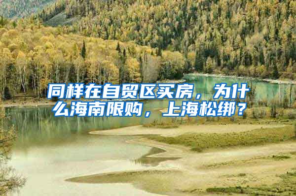 同样在自贸区买房，为什么海南限购，上海松绑？