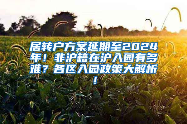 居转户方案延期至2024年！非沪籍在沪入园有多难？各区入园政策大解析！