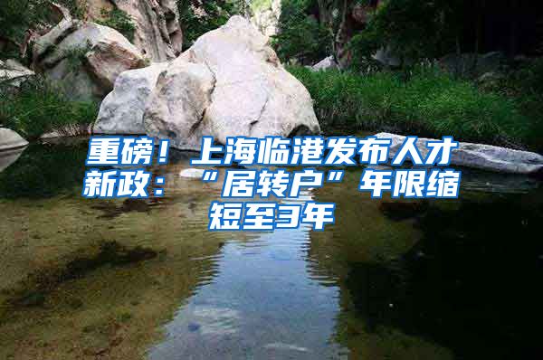 重磅！上海临港发布人才新政：“居转户”年限缩短至3年