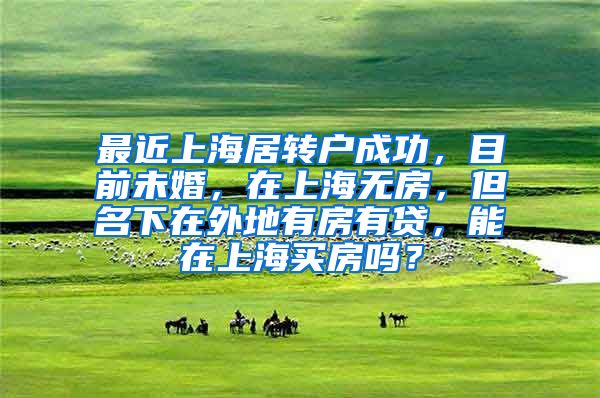 最近上海居转户成功，目前未婚，在上海无房，但名下在外地有房有贷，能在上海买房吗？