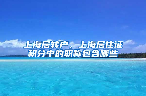 上海居转户，上海居住证积分中的职称包含哪些