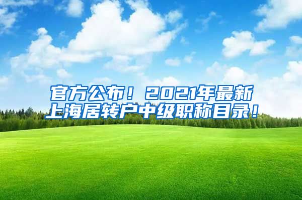 官方公布！2021年最新上海居转户中级职称目录！