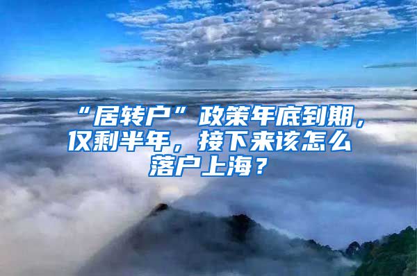 “居转户”政策年底到期，仅剩半年，接下来该怎么落户上海？