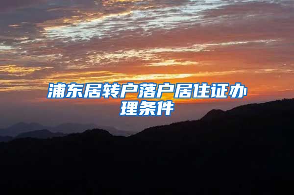 浦东居转户落户居住证办理条件