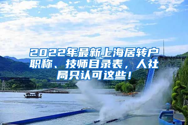 2022年最新上海居转户职称、技师目录表，人社局只认可这些！