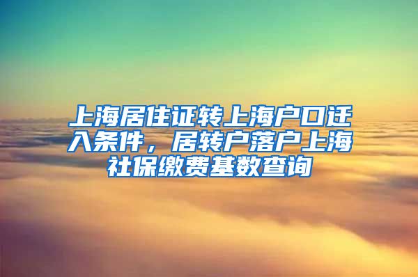 上海居住证转上海户口迁入条件，居转户落户上海社保缴费基数查询