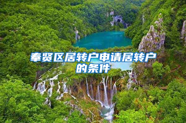奉贤区居转户申请居转户的条件