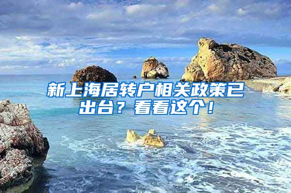 新上海居转户相关政策已出台？看看这个！