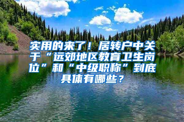 实用的来了！居转户中关于“远郊地区教育卫生岗位”和“中级职称”到底具体有哪些？