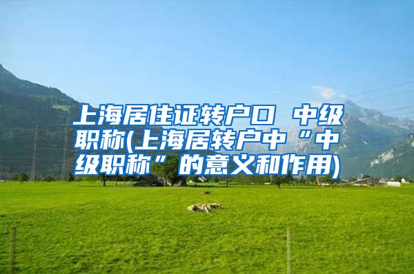 上海居住证转户口 中级职称(上海居转户中“中级职称”的意义和作用)