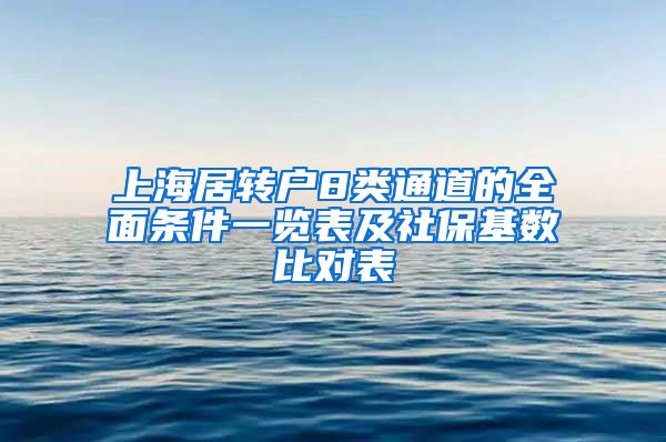 上海居转户8类通道的全面条件一览表及社保基数比对表