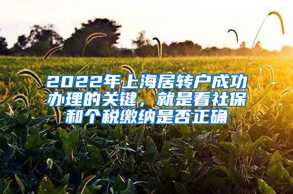2022年上海居转户成功办理的关键，就是看社保和个税缴纳是否正确