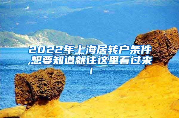 2022年上海居转户条件,想要知道就往这里看过来！