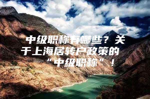 中级职称有哪些？关于上海居转户政策的“中级职称”！