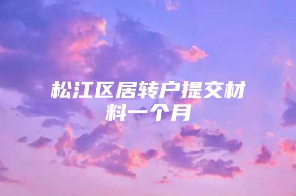 松江区居转户提交材料一个月